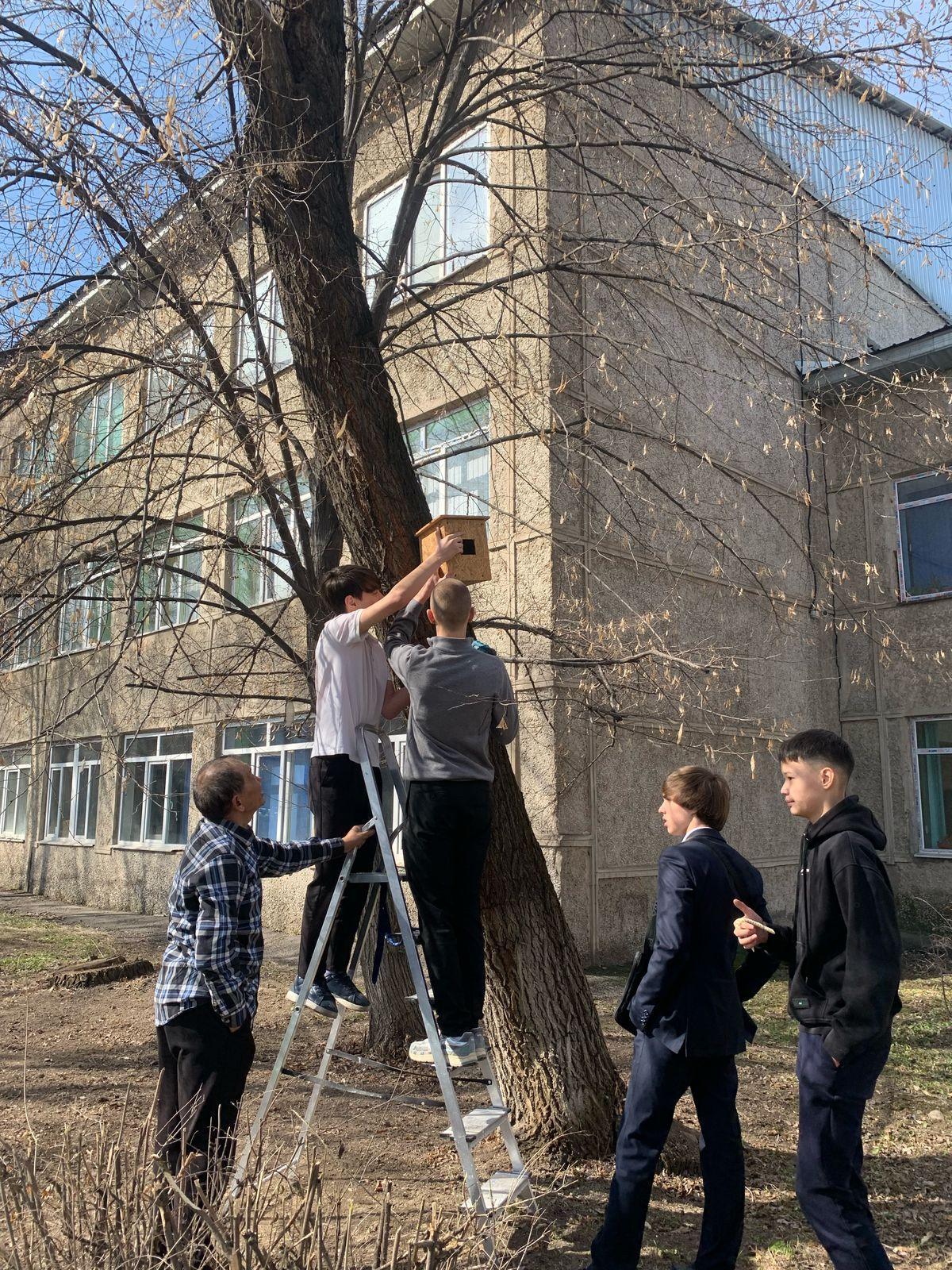 "Менің кіші достарым" құстар ұя жасау науқаны. "Мои меньшие друзья" акция по изготовлению кормушек для птиц.